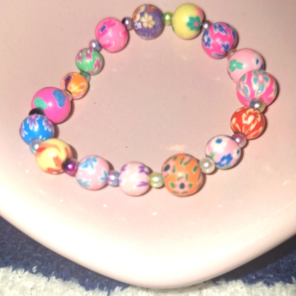 Colorful Floral Beaded Bracelet Handcrafted By Me